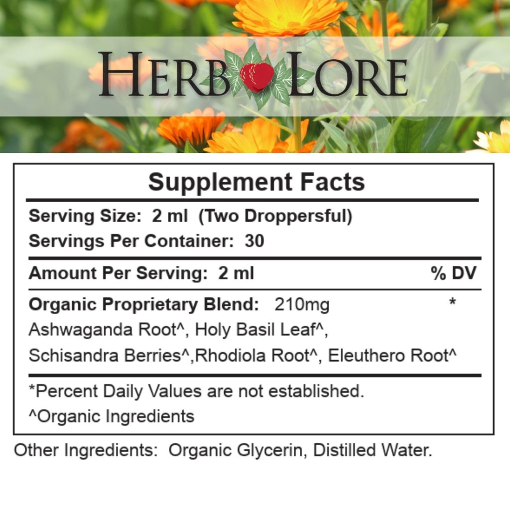 Herb Lore Adrenal Tonic Tincture Supplement Facts