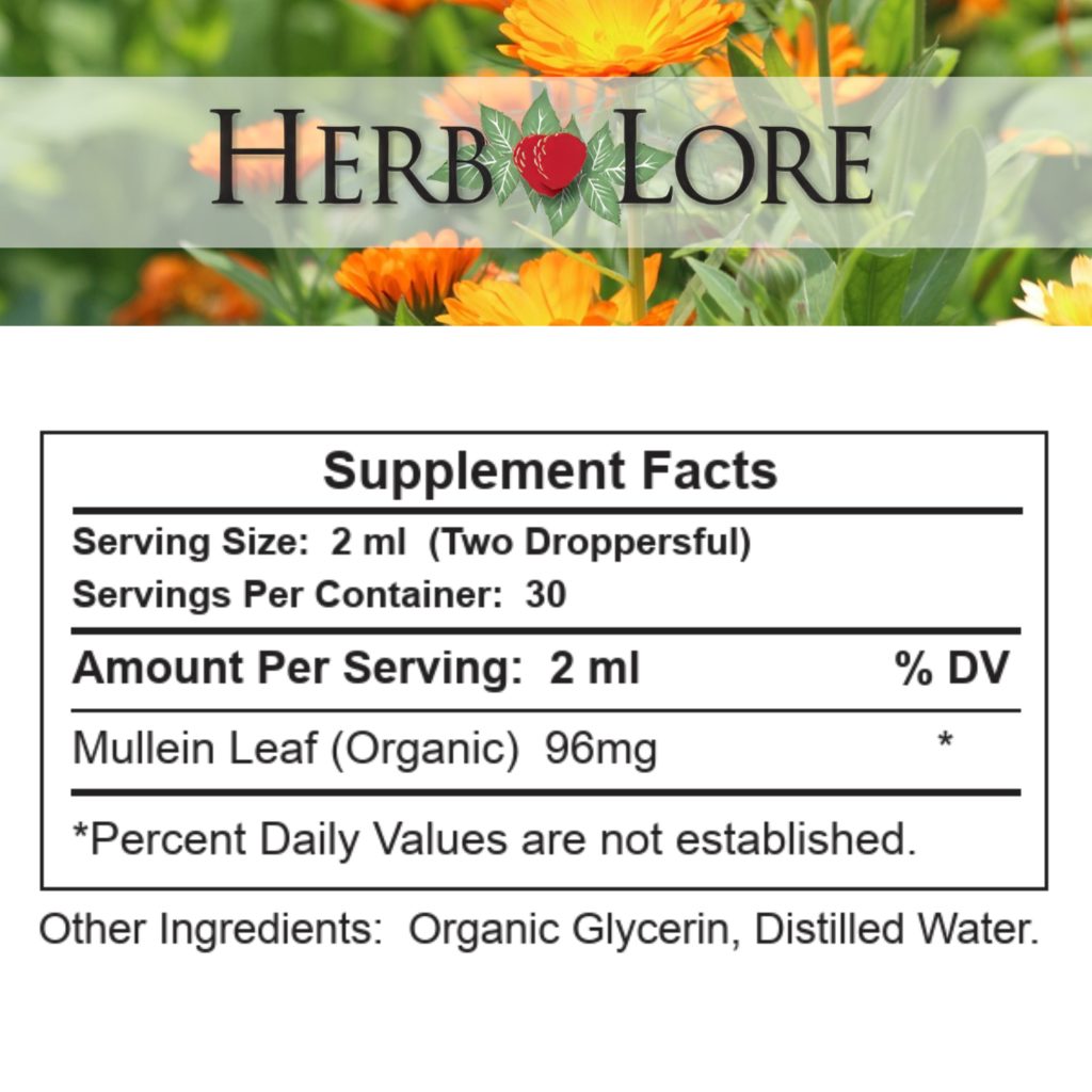 Herb Lore Mullein Tincture Supplement Facts
