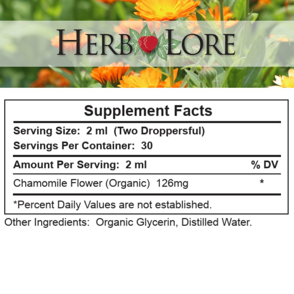 Herb Lore Chamomile Tincture Supplement Facts 