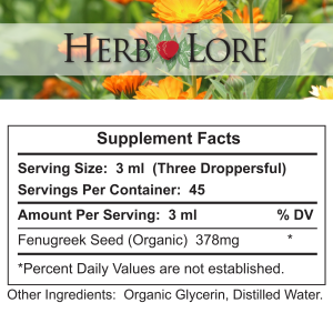 Herb Lore Fenugreek Tincture Alcohol Free Supplement Facts