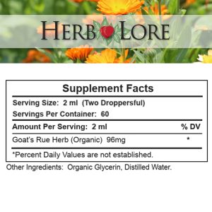 Herb Lore Goat's Rue Tincture Alcohol Free 4 fl oz