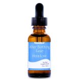 Bottle of Herb Lore After Birthing Ease tincture, 1 fl oz, alcohol-free formula in amber glass dropper bottle with blue and white label.